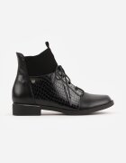 vices Botine Negre Tip Bocanci cu Model de Crocodil Alerriva