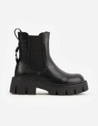 vices Botine Negre Tip Ghete Chelsea cu Talpă Groasă cu Decorațiune Metalică Alorrive