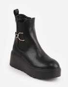 vices Botine Negre Tip Ghete Chelsea pe Platformă cu Ornament Metalic Faliora