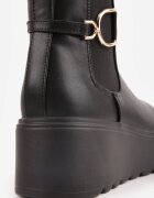 vices Botine Negre Tip Ghete Chelsea pe Platformă cu Ornament Metalic Faliora