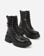 vices Botine Negre Worker Decorate cu Aplicație Metalică la Carâmb Bevea