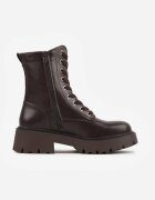 vices Botine Negre Worker Decorate cu Aplicație Metalică la Carâmb Maro