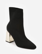 vices Botine Negru-Auriu Elegante cu toc gros cu carâmb tip șosetă Rasoria