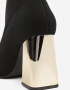 vices Botine Negru-Auriu Elegante cu toc gros cu carâmb tip șosetă Rasoria