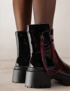 vices Botine Negru-Bordo Lăcuite cu Panglică Decorativă Rivavie