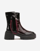vices Botine Negru-Bordo Lăcuite cu Panglică Decorativă Rivavie