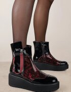 vices Botine Negru-Roșii Lăcuite pe Platformă și Toc Pană Gamillia