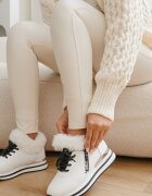 vices Botine Sneakers Albe cu Talpă Groasă cu Blană Biqilee