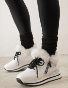 vices Botine Sneakers Albe cu Talpă Groasă cu Blană Biqilee