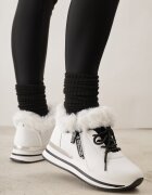 vices Botine Sneakers Albe cu Talpă Groasă cu Blană Biqilee