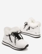 vices Botine Sneakers Albe cu Talpă Groasă cu Blană Biqilee