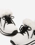 vices Botine Sneakers Albe cu Talpă Groasă cu Blană Biqilee