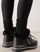 vices Botine Sneakers Negre cu Talpă Groasă cu Blăniță Biqilee