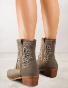 vices Botine Verzi cu Toc în Stil Cowboy cu Broderie Nelithraea