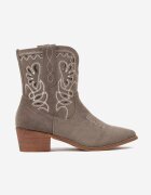 vices Botine Verzi cu Toc în Stil Cowboy cu Broderie Nelithraea