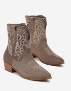 vices Botine Verzi cu Toc în Stil Cowboy cu Broderie Nelithraea