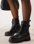 vices Botine Worker Negre cu Curea Decorativă cu Cataramă Feillis