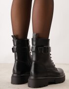 vices Botine Worker Negre cu Curea Decorativă cu Cataramă Feillis