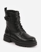 vices Botine Worker Negre cu Curea Decorativă cu Cataramă Feillis