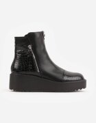 vices Botki Negre din Imitație de Piele cu Platformă cu Imprimeu Crocodil Falarena