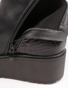 vices Botki Negre din Imitație de Piele cu Platformă cu Imprimeu Crocodil Falarena