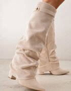 vices Cizme Bej cu toc gros cu carâmb încrețit imitând un crac de pantalon Rittia