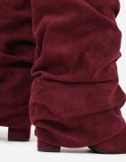 vices Cizme bej închis cu toc bloc cu carâmb încrețit care imită o cracă de pantaloni Bordo
