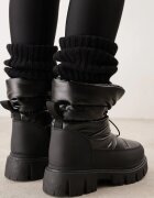 vices Cizme de zăpadă Matlasate Negre pe Talpă Groasă cu Șnur Orbica