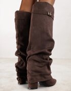 vices Cizme Maro cu toc gros cu carâmb încrețit imitând cracul pantalonului Rittia