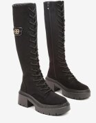 vices Cizme Negre cu șireturi din imitație de piele întoarsă cu platformă în stil Grunge Lattime
