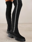 vices Cizme Negre din Piele întoarsă ecologică cu carâmb elastic decorat cu bordură și logo Naonirae