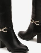 vices Cizme Negre Elegante cu toc gros cu detaliu decorativ la carâmb Resini