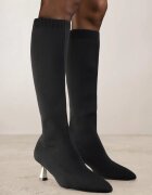 vices Cizme Negru-Auriu cu Toc Kitten cu Gambă Elastică Asenella