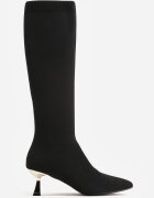vices Cizme Negru-Auriu cu Toc Kitten cu Gambă Elastică Asenella