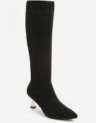 vices Cizme Negru-Auriu cu Toc Kitten cu Gambă Elastică Asenella