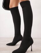 vices Cizme tip șosetă Negre Elegante cu toc stiletto cu Zirconii Nicebia