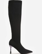 vices Cizme tip șosetă Negre Elegante cu toc stiletto cu Zirconii Nicebia