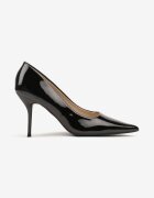 vices Clasice Stiletto Negre cu Luciu Lăcuit și Vârf Ascuțit Letania