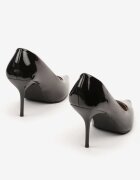 vices Clasice Stiletto Negre cu Luciu Lăcuit și Vârf Ascuțit Letania