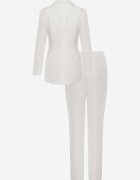 vices Costum cu sacou cambrat cu cataramă și pantaloni cu cusături decorative Deroya Alb
