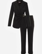 vices Costum cu sacou cambrat cu cataramă și pantaloni cu cusături decorative Deroya Negru