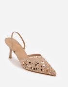 vices Escarpi Bej închis din Plasă cu Toc Stiletto Decorate cu Perle și cu Paiete Talilody