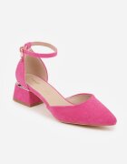 vices Escarpini fucsia cu toc geometric cu branț din piele Falori