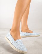 vices Espadrile ajurate albastre deschis cu model floral din împletitură Donavia