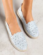 vices Espadrile ajurate albastre deschis cu model floral din împletitură Donavia