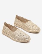 vices Espadrile Aurii Perforate cu Model Floral din Împletitură Donavia