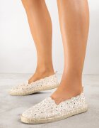 vices Espadrile Bej Perforate cu Model Floral din Împletitură Donavia