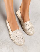 vices Espadrile Bej Perforate cu Model Floral din Împletitură Donavia