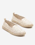 vices Espadrile Bej Perforate cu Model Floral din Împletitură Donavia