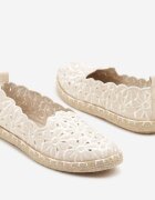 vices Espadrile Bej Perforate cu Model Floral din Împletitură Donavia